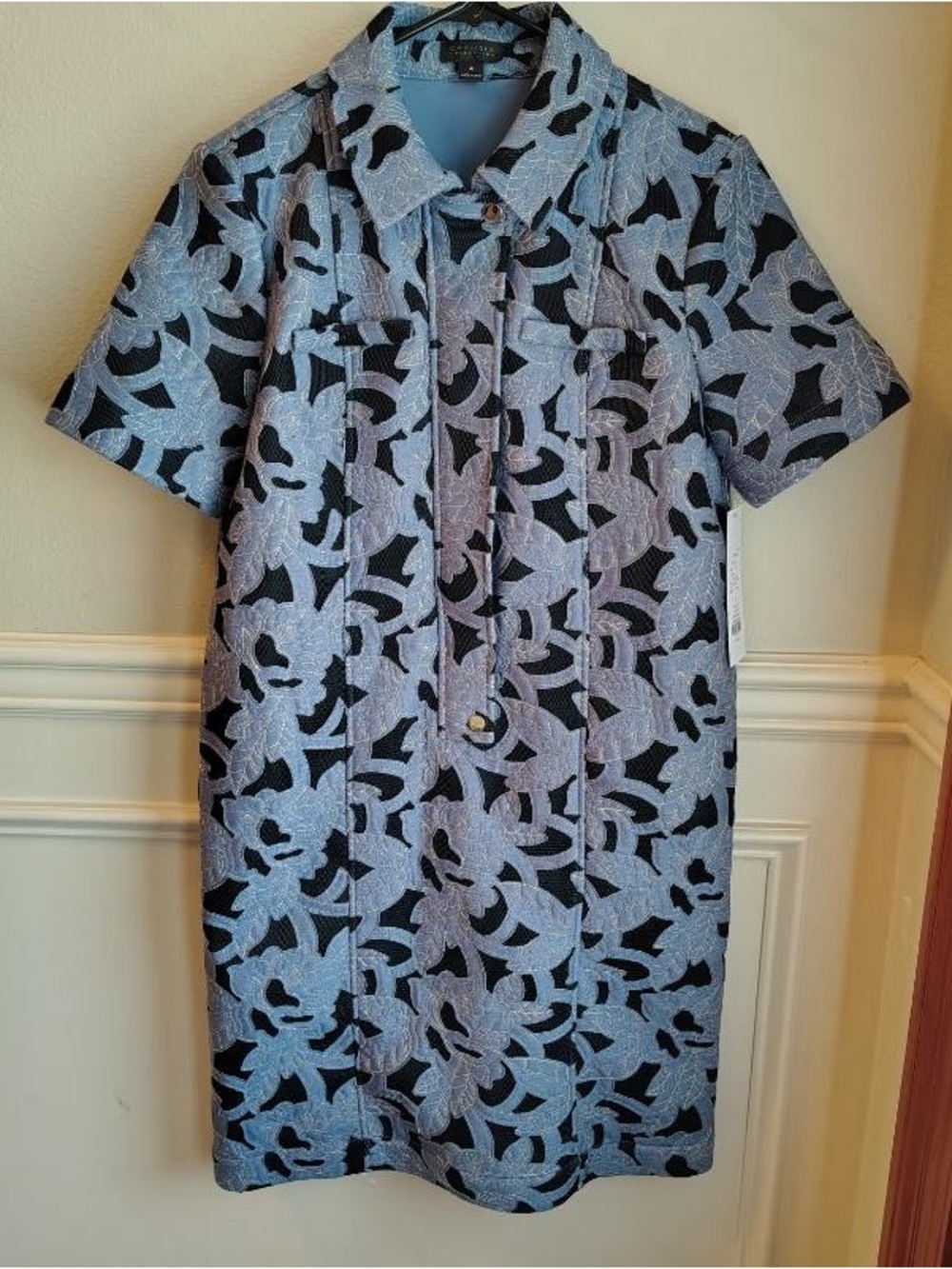 Carlisle Collection Nile Lilly Dress Women 4 Blue Mesh Floral Quilted NWT $675